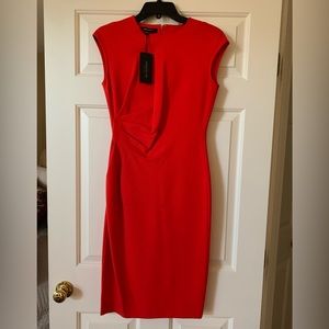 Lafayette 148 New York sleeveless Midi Dress Flattering Ruched Side in Size 2.
